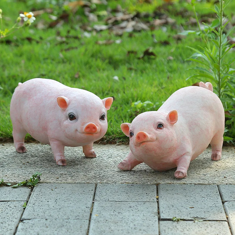 Mignonne Statue de Cochon Rose en Résine, Figurines de Cochon pour Bricolage, Décoration de Jardin, Pour Table, Pelouse, Porche, Balcon, Patio, Décoration Extérieure