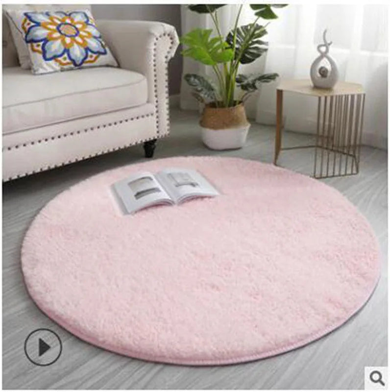 VIKAMA Alfombra redonda rosa Esponjosa Suave para Suelos Alfombra para Habitación de Niñas Castillo de Princesas Alfombra de Peluche para Sala de Estar Decoración del Hogar