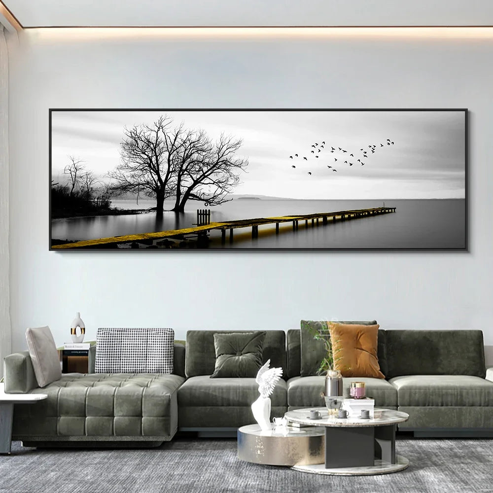 Moderno, Minimalista, Arte de Pared, Paisaje Marítimo Puente Goldenwood, Póster Impreso en Lienzo, Decoración de Fondo para Sala de Estar del Hogar