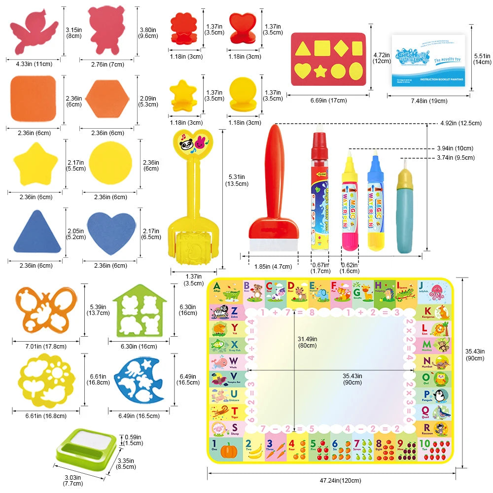 Alfombrilla mágica para dibujar con agua, alfombrilla de garabatos para colorear con bolígrafos mágicos, juguetes educativos, tablero de pintura, juguetes Montessori para regalos de niños