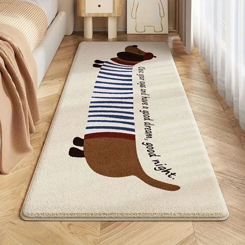 Tapis long chien VIKAMA Tapis de chevet de chambre à coucher Tapis de fenêtre en baie Tapis de salon Paillasson mignon Tapis de salle de bain absorbant Décoration de la maison