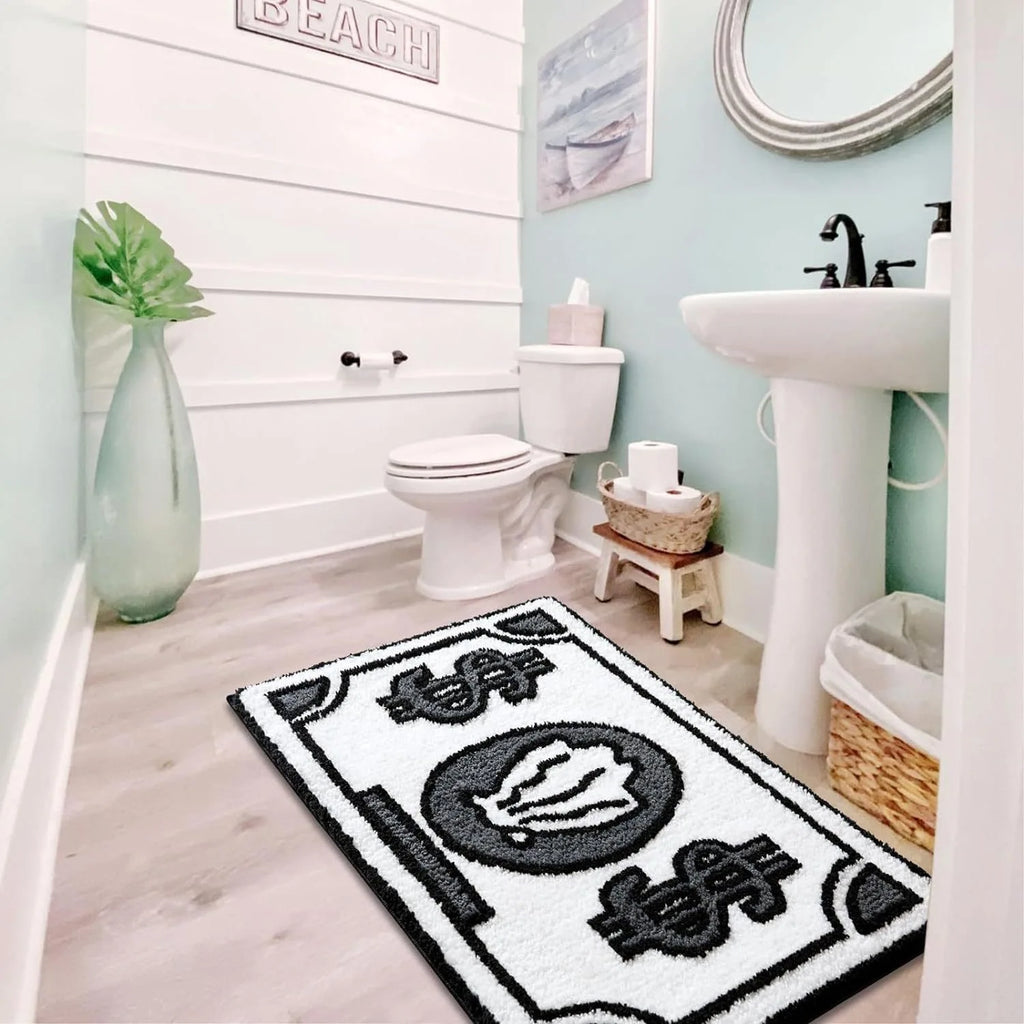Alfombrilla de baño VIKAMA de imitación cachemir con diseño de dólar, antideslizante, plegable, para dormitorio, decoración del hogar