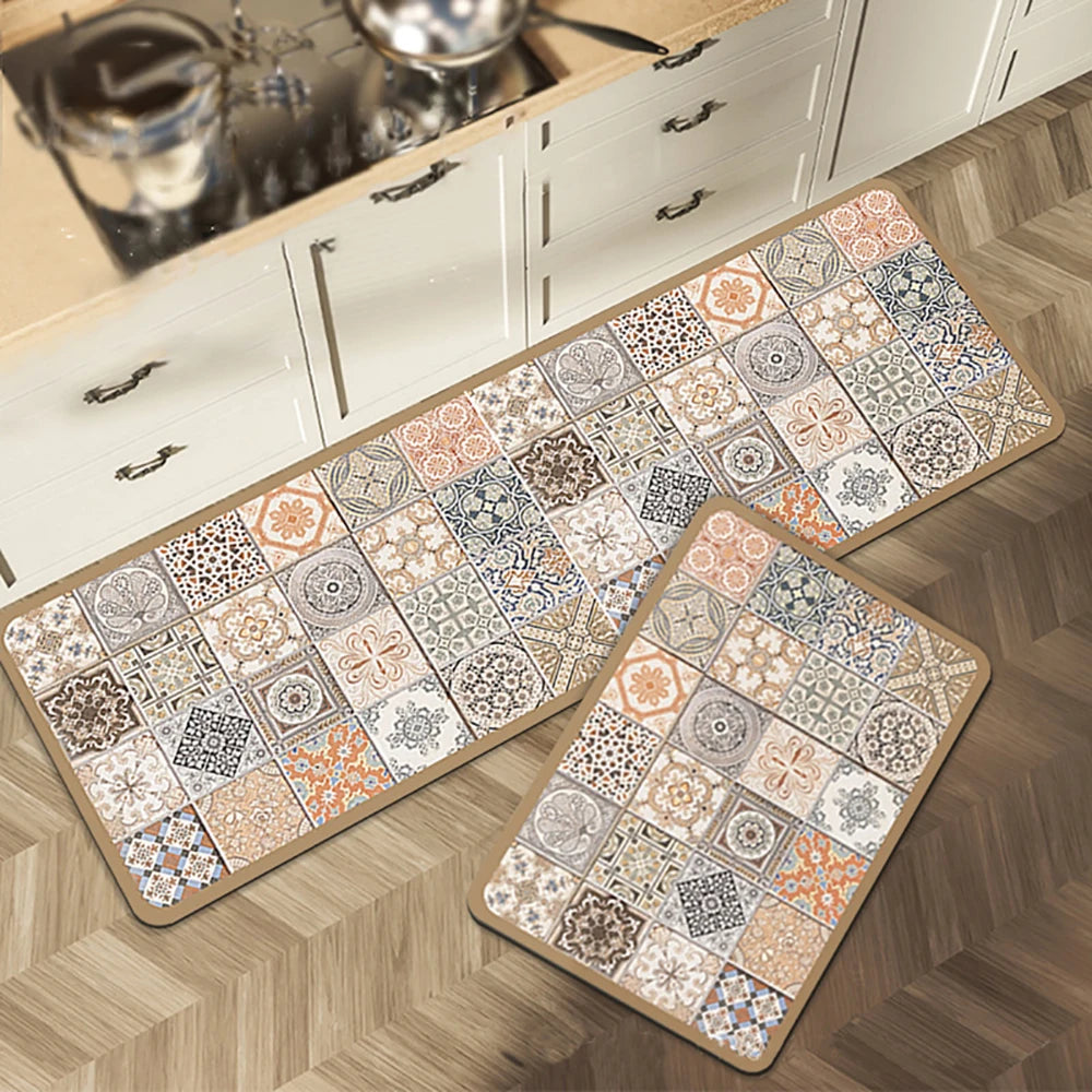 VIKAMA 1/2PCS Alfombra de cocina resistente al aceite, alfombra de baño absorbente de secado rápido, felpudo antideslizante para decoración del hogar