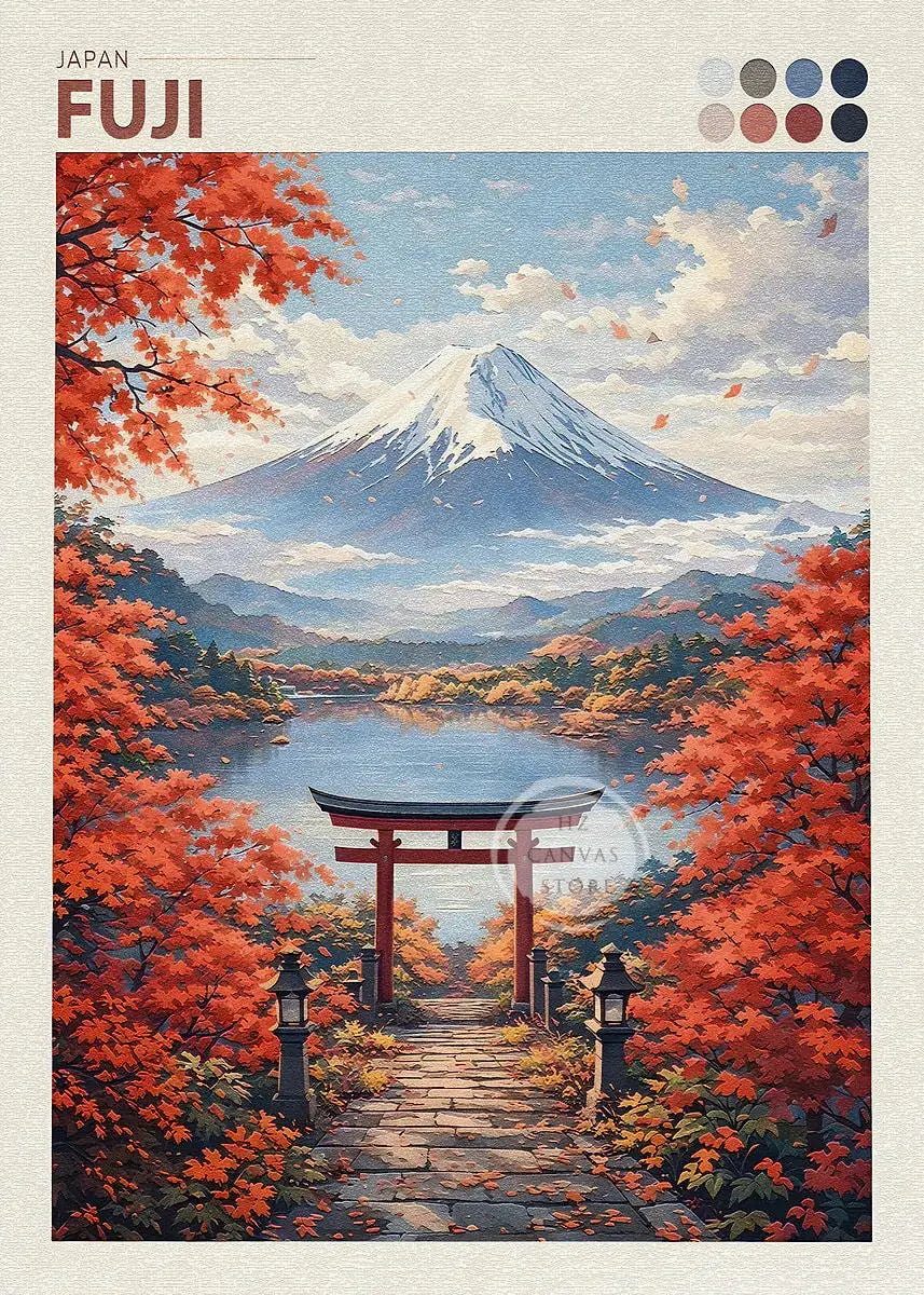 Japan Cityscape Poster Tokyo Shizuoka Cherry Blossoms Mt.Fuji Autumn Torii Gate Okayama Castle Canvas Print Living Room Decor
