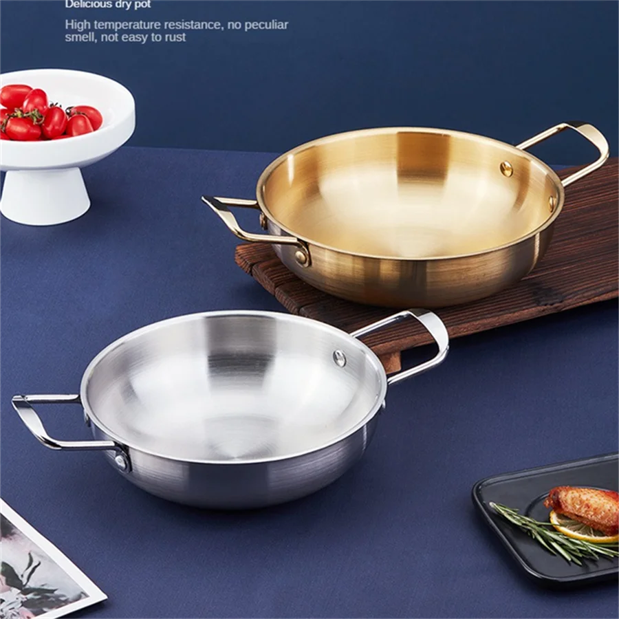 Batterie de cuisine en acier inoxydable Casserole Casseroles sèches avec poignée Cuisine à domicile Poêle à paella Marmite à fruits de mer Assiettes à pique-nique