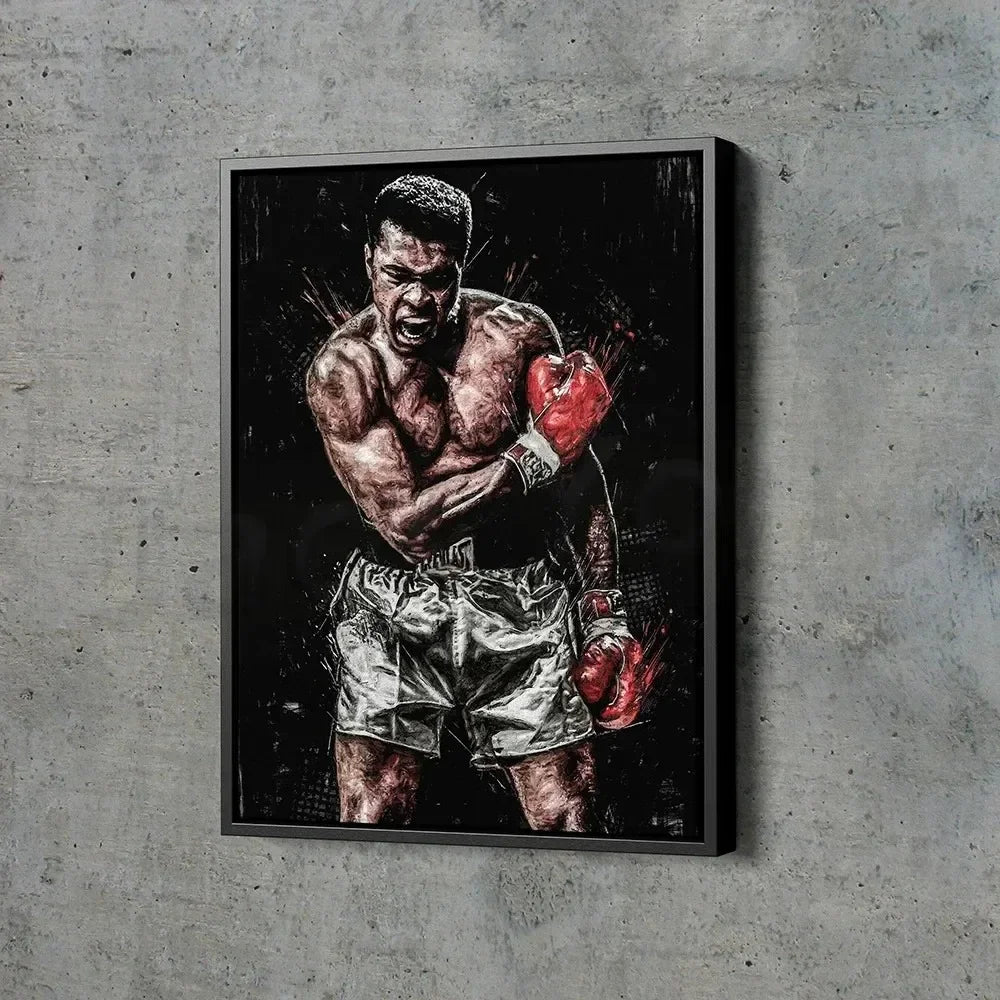Classic Vintage Wall Art Mike Tyson Vs Muhammad Boxing Painting, HD Canvas Printed Poster, Home Living Room Bedroom Decoration