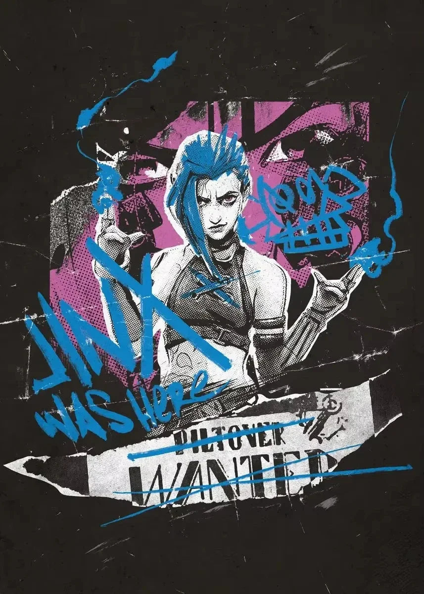 Arcane Season 2 Jinx VI Graffiti Caitlyn Jayce Viktor Character Poster Arcane Anime Game Canvas Printing Wall Art Room Decor