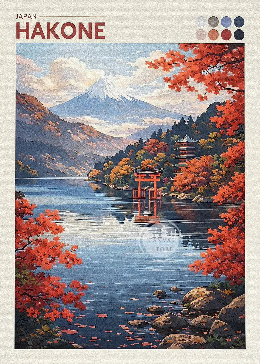 Japan Cityscape Poster Tokyo Shizuoka Cherry Blossoms Mt.Fuji Autumn Torii Gate Okayama Castle Canvas Print Living Room Decor