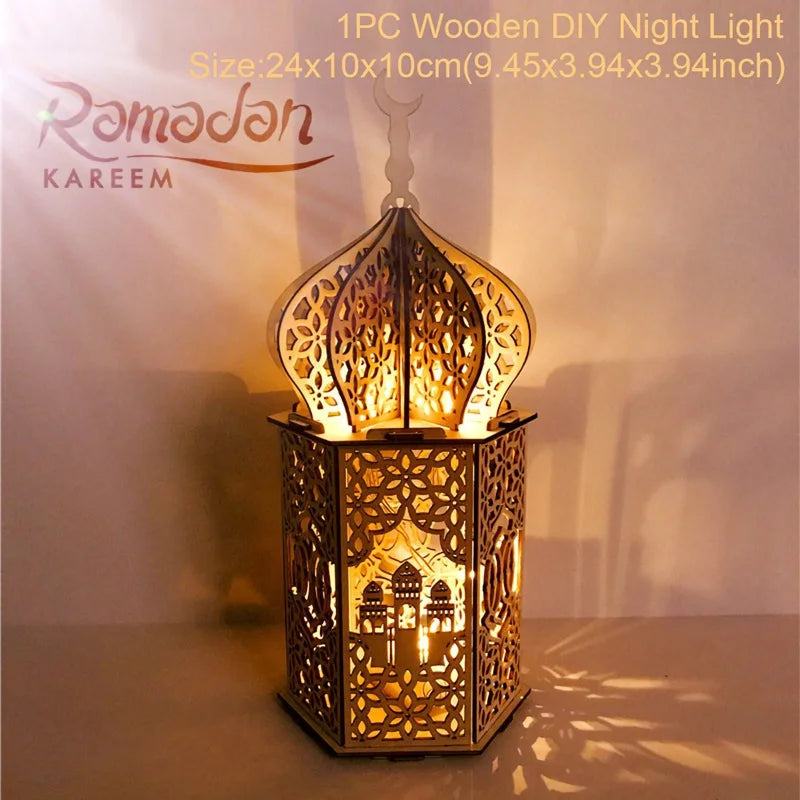 Adorno de Palacio de Madera Decoración de Ramadán para el Hogar Ayuda Eid Mubarak Ramadán Kareem Decoración para Fiesta de Festival Islámico Musulmán 2025
