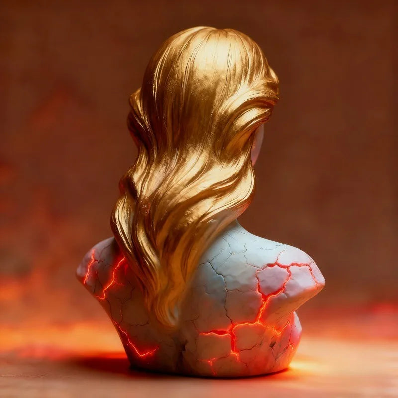 Figura de la Doncella Llameante Alma Rota Llama Roja Estatua Gótica Chica Anime Oscura Decoración de Mesa para Adolescentes Mujeres Regalo de Halloween