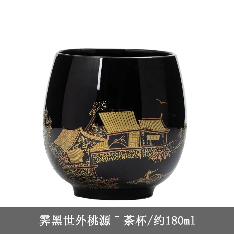 Ceramic Teacup, Jilan, Japanese-style Simple Master Cup, Large Black Glaze, Household Kung Fu Tea Set, Single Cup, Tea Cup