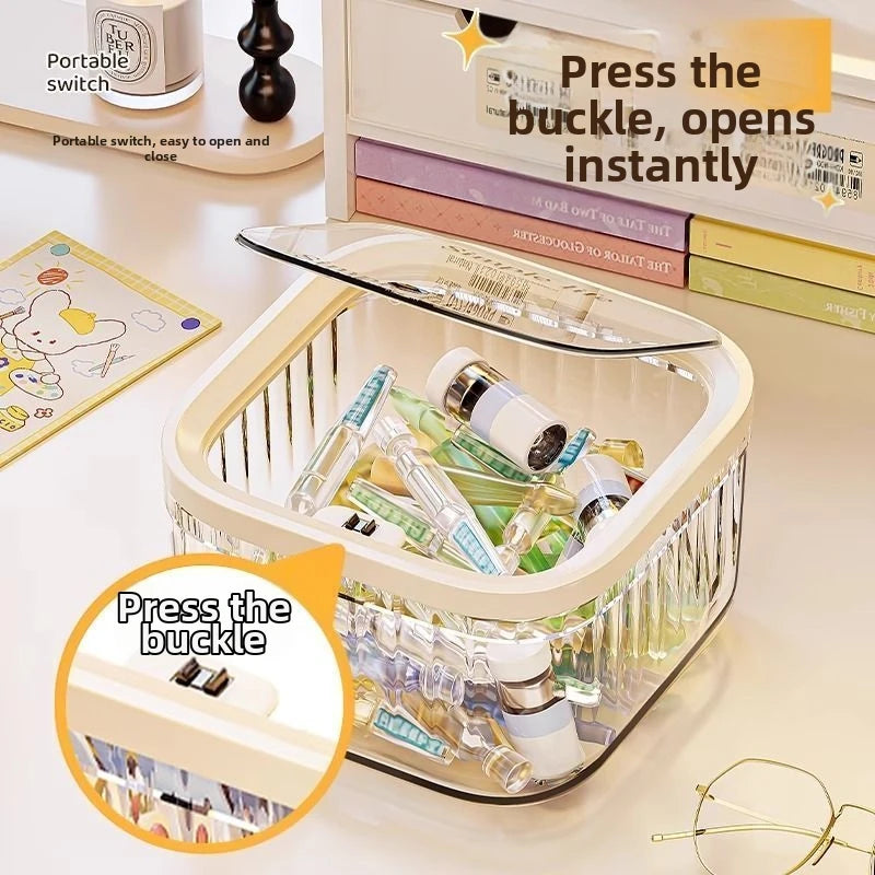 Waterproof Multifunctional Hair Accessory Organizer with Lid Pop Lid Desktop Multi-Purpose Storage for Beauty Essentials