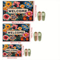 VIKAMA Hermoso Felpudo con Diseño Floral Antideslizante Alfombrilla Absorbente para Baño Alfombra para Dormitorio Sala de Estar Alfombra de Bienvenida