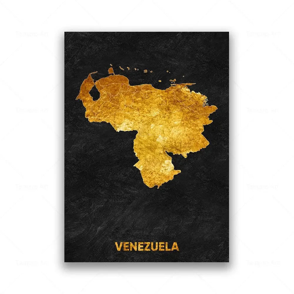 Classic Abstract Wall Art Black Gold Lebanon Country Map HD Canvas Print Poster Home Living Room Bedroom Decoration