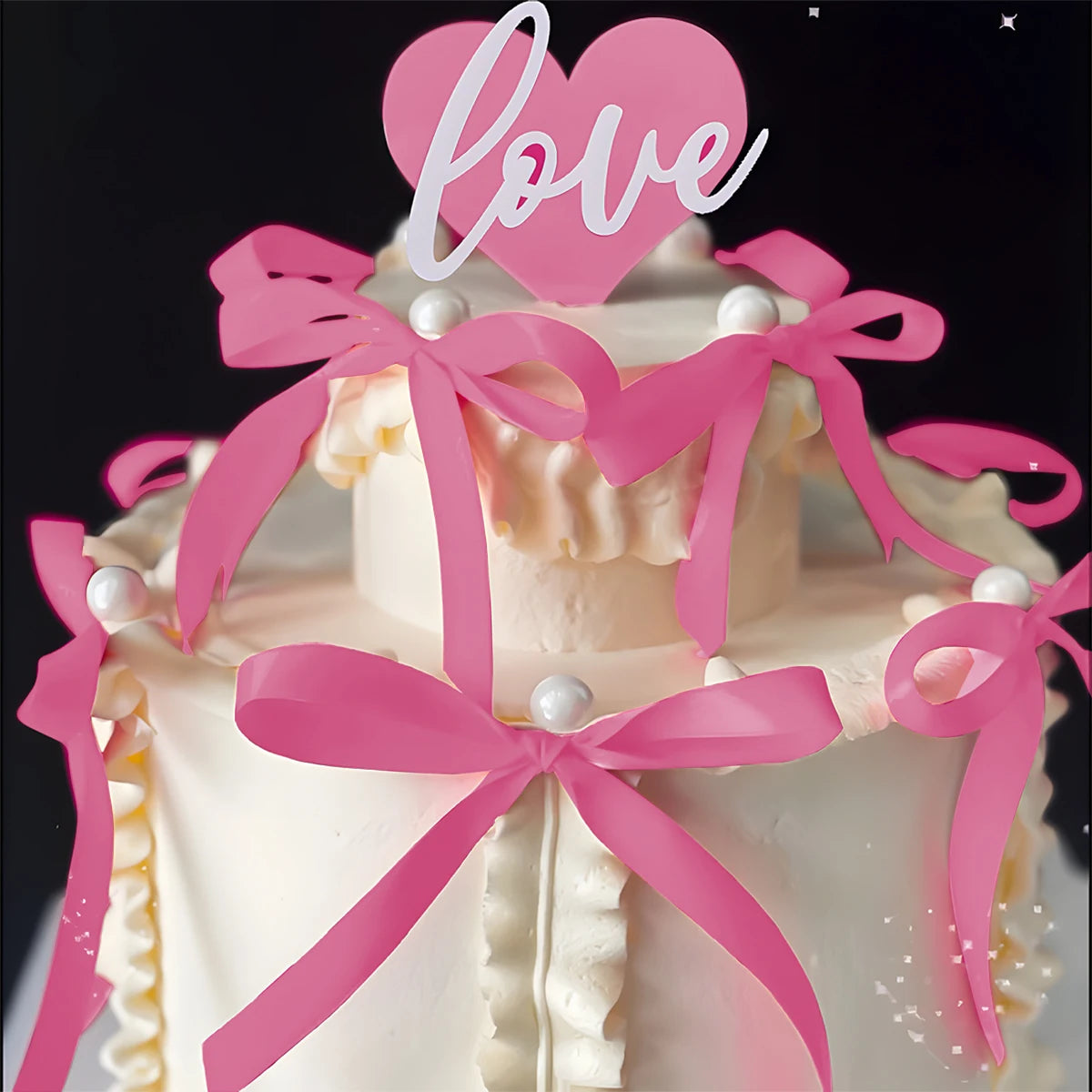 Lazo de cinta rosa roja decoración de pasteles, postres, decoración del hogar, decoración de fiestas de cumpleaños, decoración de eventos de noche romántica para el Día de San Valentín para niños
