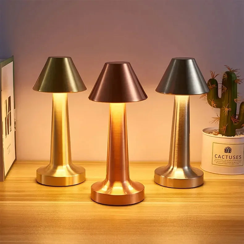 Lámpara de mesa LED retro para bar, lámpara de mesa de café recargable con sensor táctil inalámbrica, luz nocturna para restaurante, decoración de sala de estar