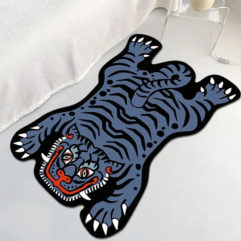 Alfombra con forma de tigre de dibujos animados VIKAMA para sala de estar, dormitorio infantil, alfombras de cabecera, decoración del hogar, alfombrillas antideslizantes para cocina y balcón.