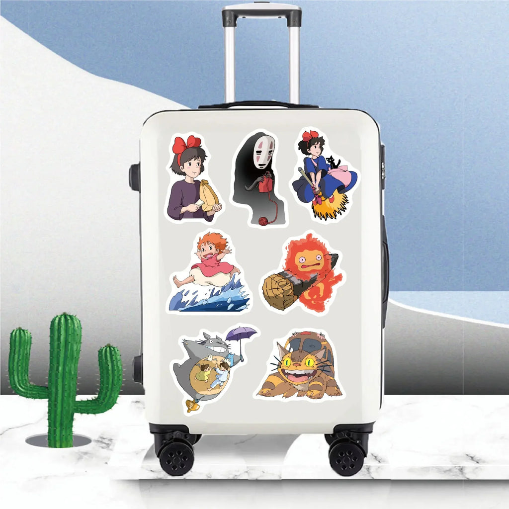 100 pegatinas de anime de Hayao Miyazaki para laptop, monopatín, equipaje, teléfono, coche, calcomanías de graffiti impermeables, juguete para niños