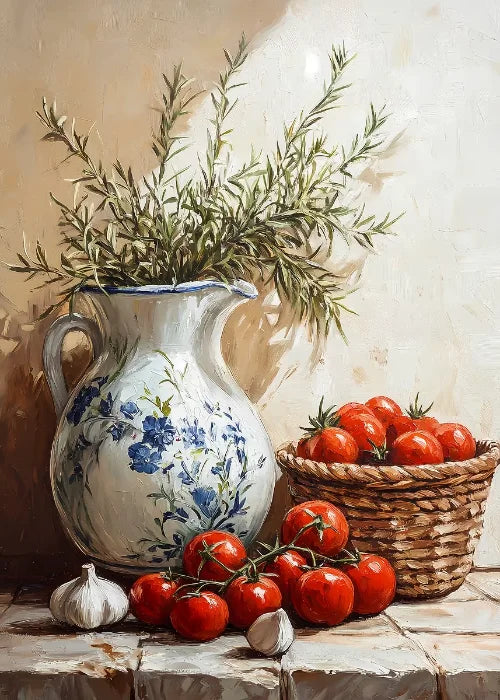 Jarrón de flores de naturaleza muerta, decoración de pared de pintura botánica vintage, jarrones antiguos vintage, impresiones estéticas, pintura de lienzo de olivo