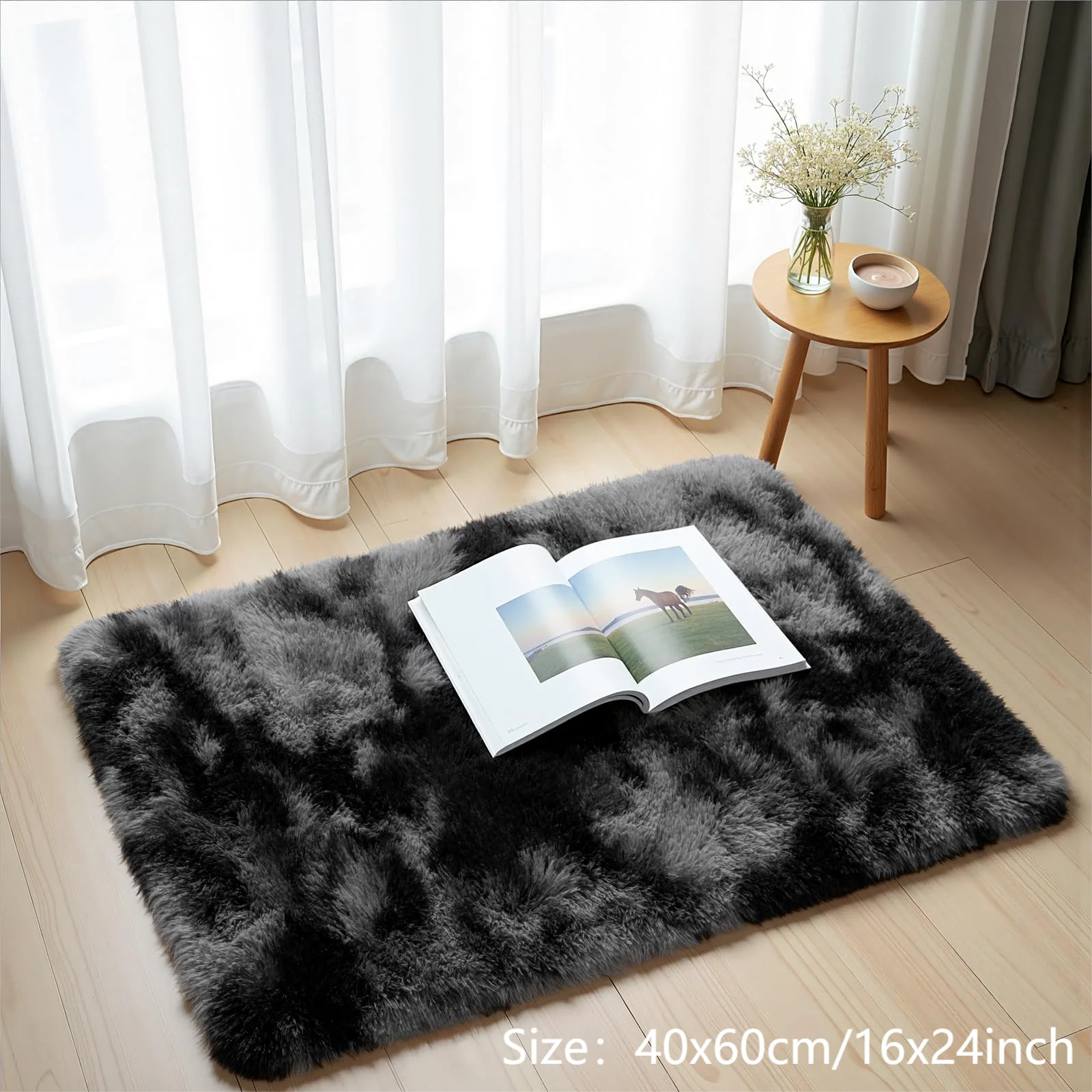 VIKAMA Tapis en peluche Tie-Dye pour salon, décoration douce et moelleuse, tapis de sol pour chambre d'enfants, couverture antidérapante pour bébé