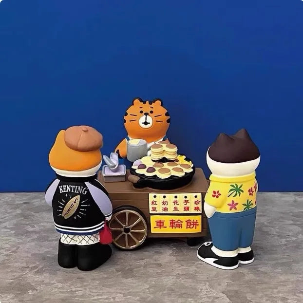 ZAKKA Adornos Noche Mercado Niña Soporte Barbacoa Escena Decoración Accesorios Fotografía Miniatura Resina Gato Regalo Cumpleaños Colección