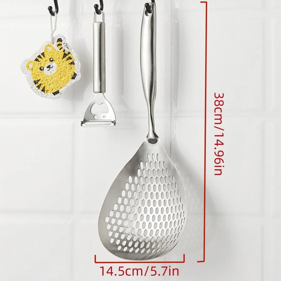 Passoire de grande taille en acier inoxydable SUS304, cuillère à poivre, cuillère à aliments, cuillère de cuisson pour nouilles lo mein et raviolis, usage domestique