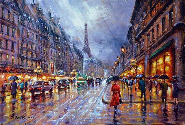 Paris In the Rain Canvas Paintings Landscape Posters and Prints Nordic Graffiti Wall Art Murals Pictures Living Room Decoration
