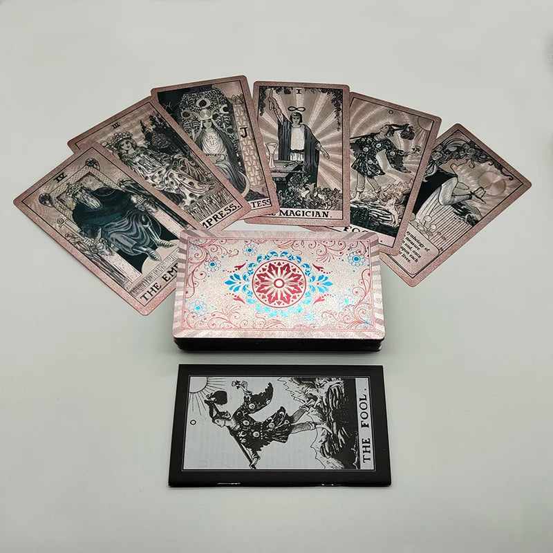 Fantásticas 80 cartas de tarot de PVC impermeables de alta calidad con lámina plateada, con estuche tipo flip como regalo de lujo