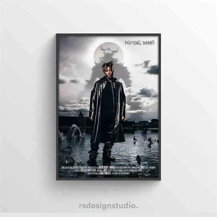 Póster de Juice WRLD Pop Hip Hop Rap Cantante Álbum de Música Portada de Bar de Asma Foto Arte HD Lienzo