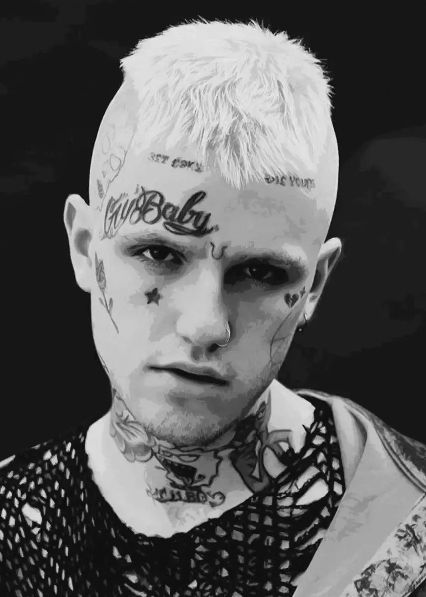 Lil Peep Retro Poster - Vintage Black & White Canvas Wall Art for Hip Hop Fans, Room Decor Aesthetic