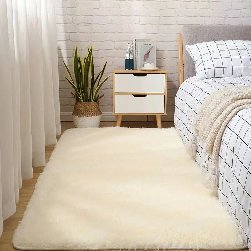 Alfombra de seda y lana VIKAMA para dormitorio, sala de estar, estilo nórdico, tapetes para el hogar, decoración del hogar