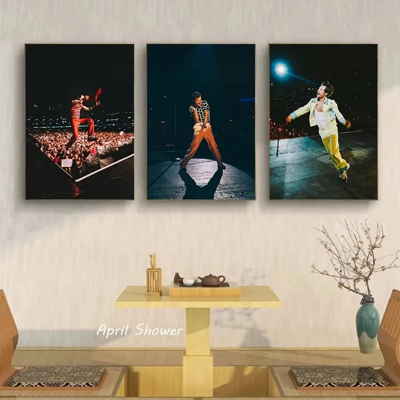 Famous Pop Singer Harris_Styles Black and White Vintage Posters Canvas Painting Prints Wall Art Picture for Bar Cafe Room Decor