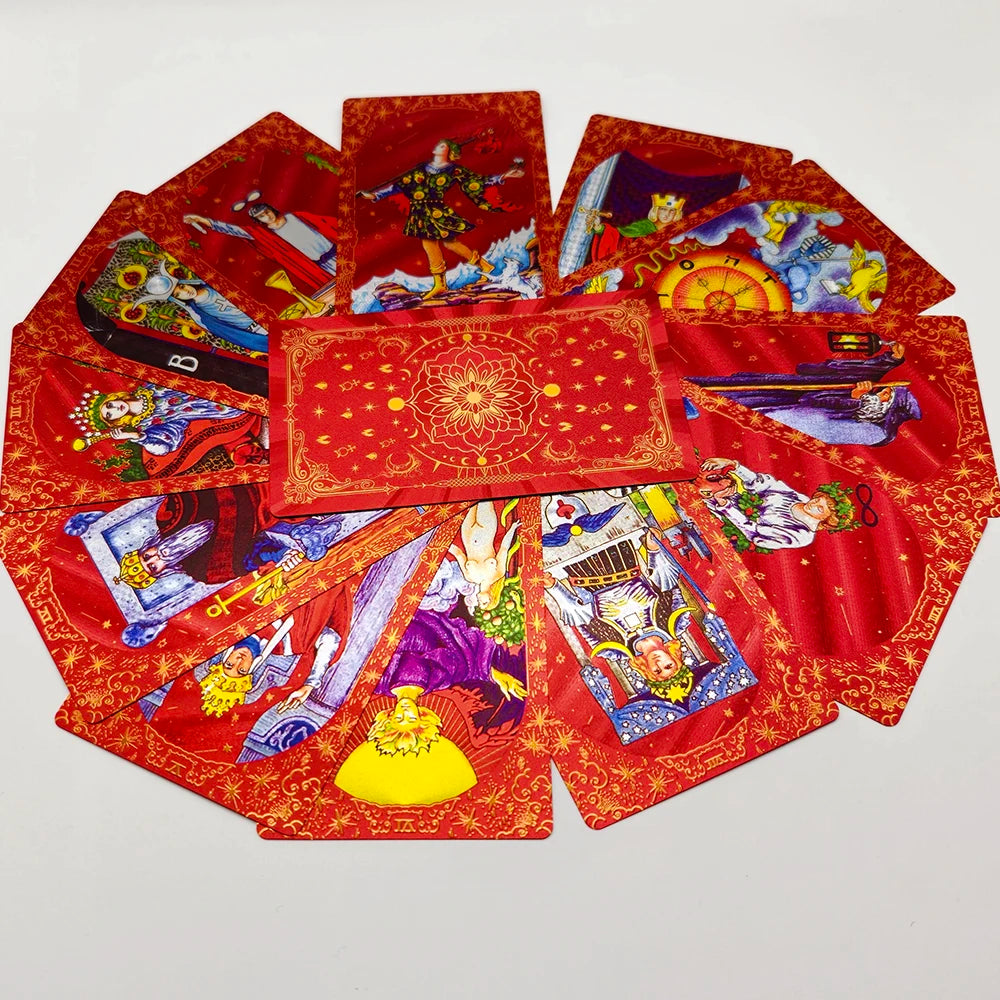 Cartes de Tarot Anglais Or Rouge pour le Travail avec Guide de Prophecy Oracle Jeu de Divination Pour Dire la Bonne Aventure Classique 78 cartes 12x7cm