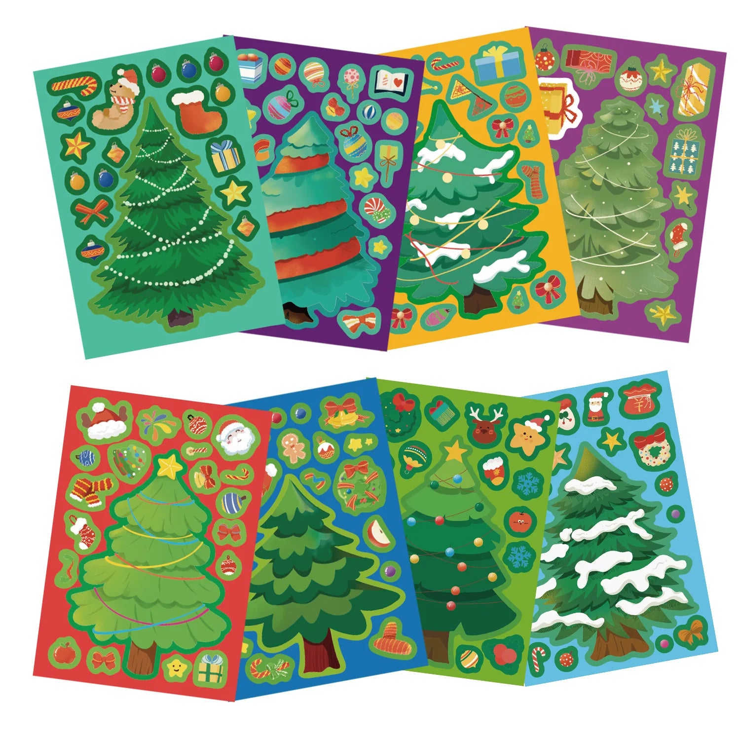 8/16/24 autocollants de puzzle jouet, autocollants de père Noël à faire soi-même pour arbre de Noël, autocollants de papeterie étanches à la main