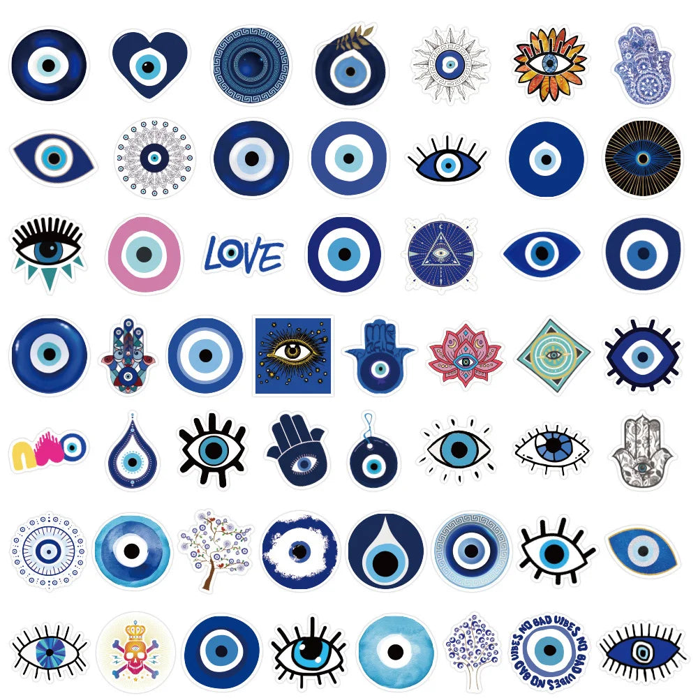 10/30/50pcs Autocollants Graffiti Oeil Turc Gothique Maléfique Esthétique Stickers Skateboard Moto Téléphone Voiture Cool Imperméable