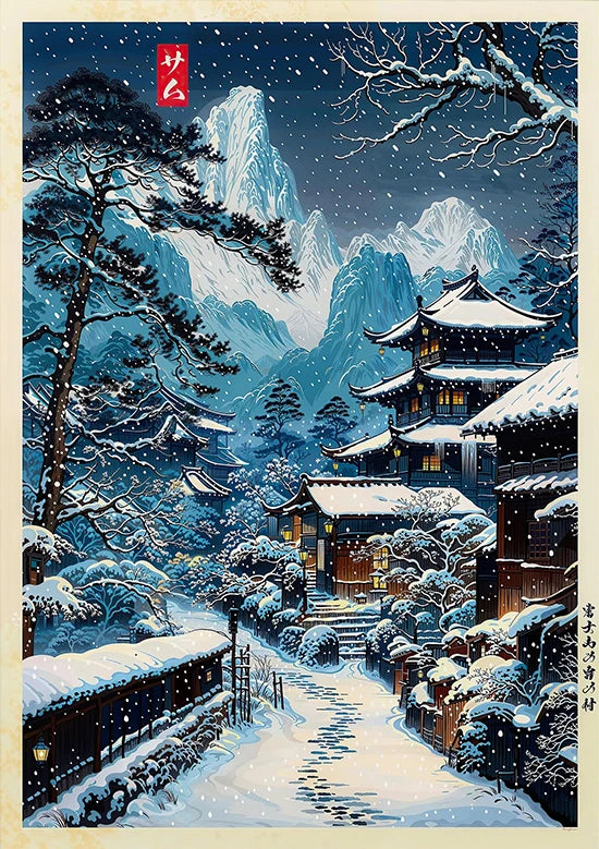 Tokio Paisaje Anime Ilustración Lámina Póster Escena Nocturna Japonesa Fuji Estilo Pintura Vintage Arte Decorativo Lienzo Arte de Pared Retro