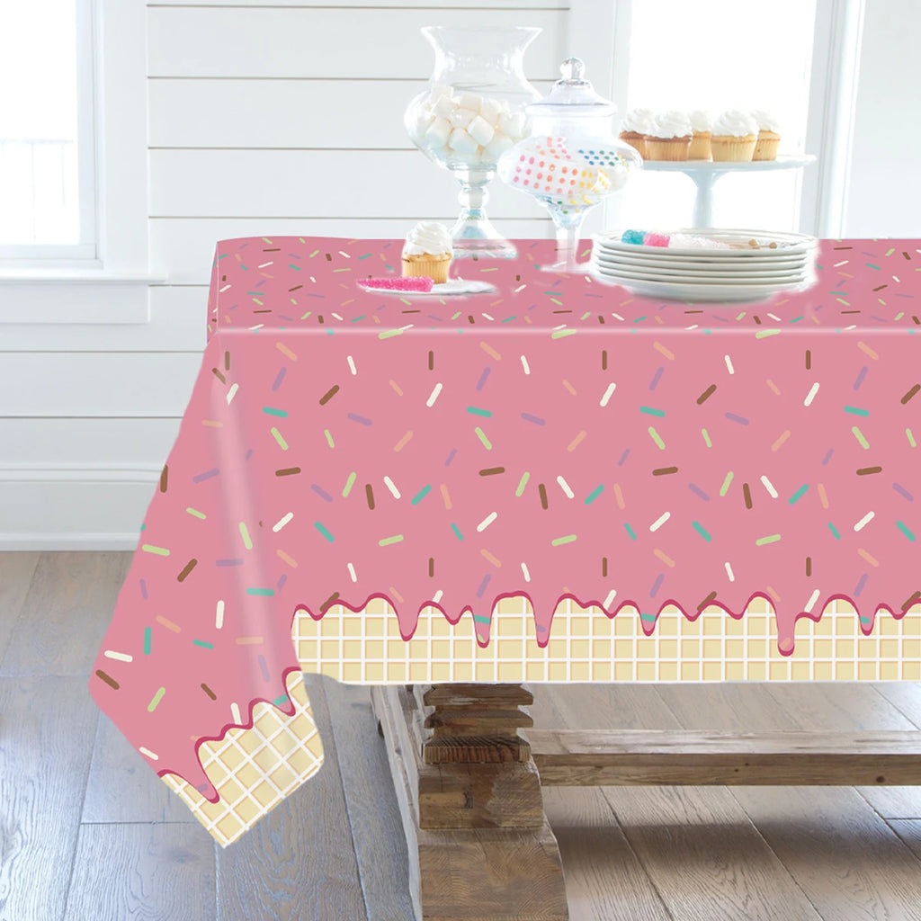 Mantel Desechable de Donut Rosa, Cubierta de Mesa de Donut para Fiesta de Cumpleaños de Niñas, Decoración de Boda para Niños, Suministros de Cumpleaños, Baby Shower