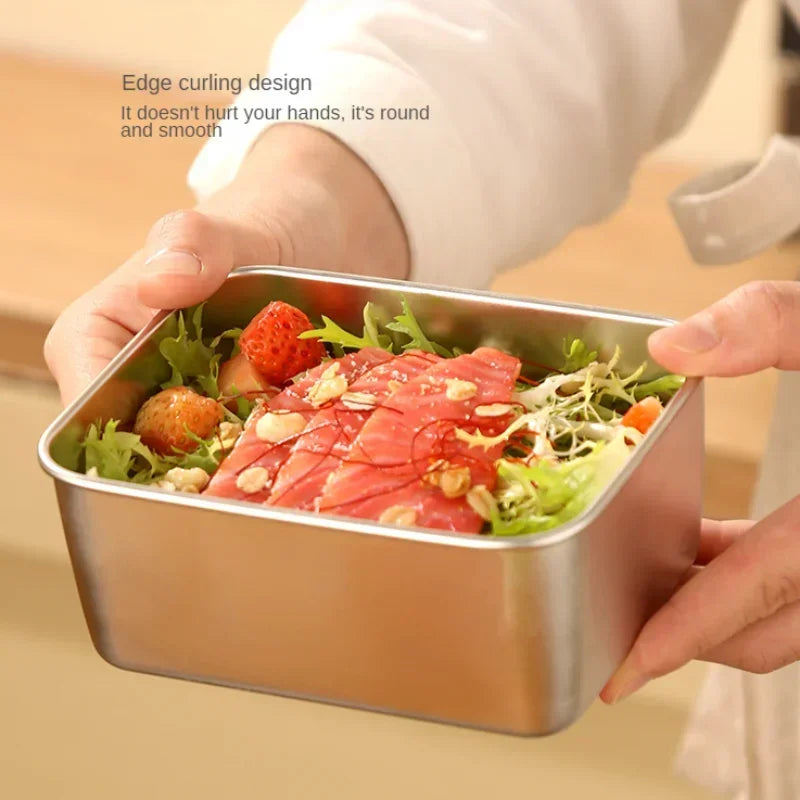 fiambrera de acero inoxidable con tapa sellada, fiambrera pequeña engrosada, caja de almacenamiento y envasado de alimentos para camping