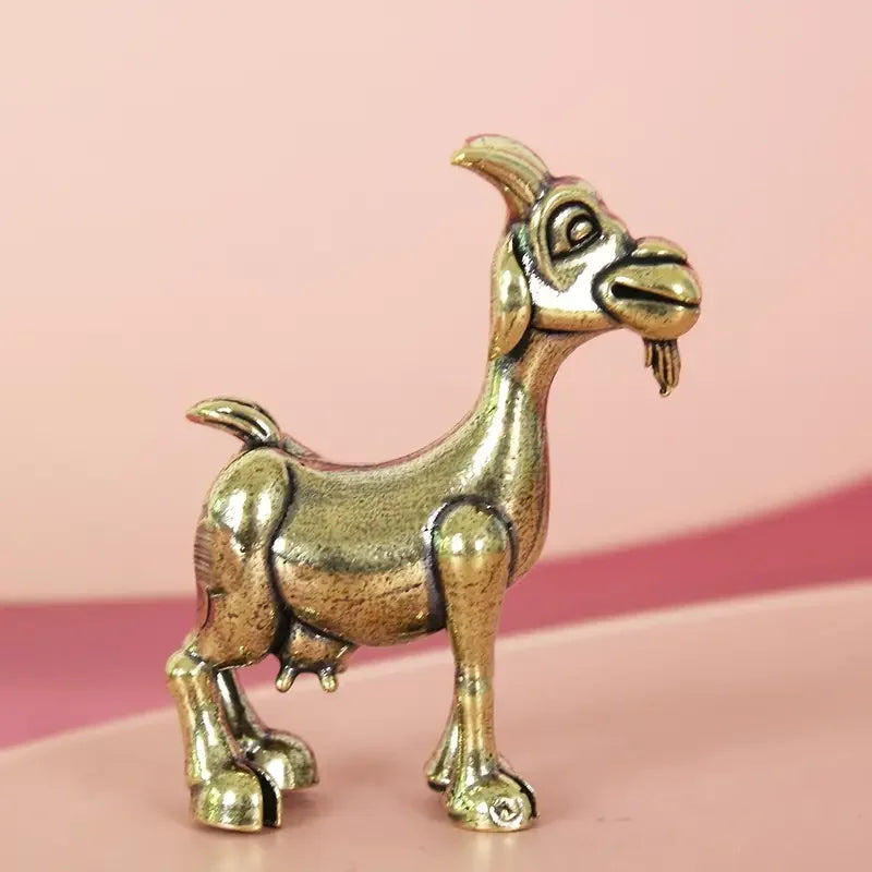 Estatua Vintage de Cabra de Bronce - Escultura Intrincada Retro de Animal para Decoración del Hogar y la Oficina, Ideal para Coleccionistas, Sala de Estar/Dormitorio
