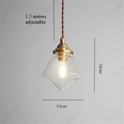 European-style Simple Retro LED Glass Chandelier Restaurant Living Room Aisle Balcony Bedside Decorative Lighting