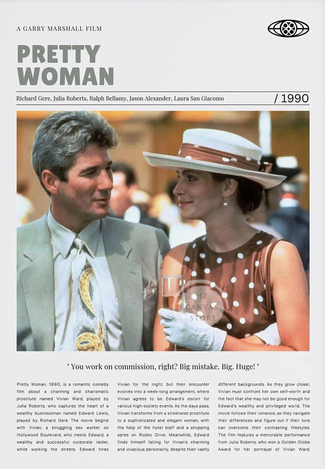 Jaws/Sing Street/Green Book/Pretty Woman Retro Movie Poster Modern Classic Film Wall Art Vintage Cinema Print Living Room Decor