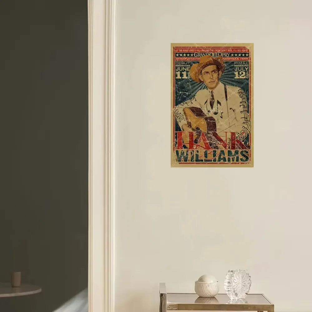 Hank Williams Metal Sign Retro Vintage Country Music Wall Decor for Men Cave Bar Pub Gift