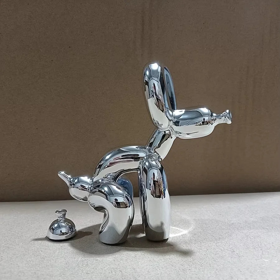 Statue décorative moderne d'animal chien ballon accroupi, convient pour l'intérieur, salon, ferme, chambre, bureau, meuble en bois