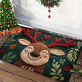 VIAMA Tapis de porte de Noël Rennes Tapis d'entrée antidérapant Tapis de sol de cuisine et de salle de bain confortable pour l'hiver Décoration d'intérieur