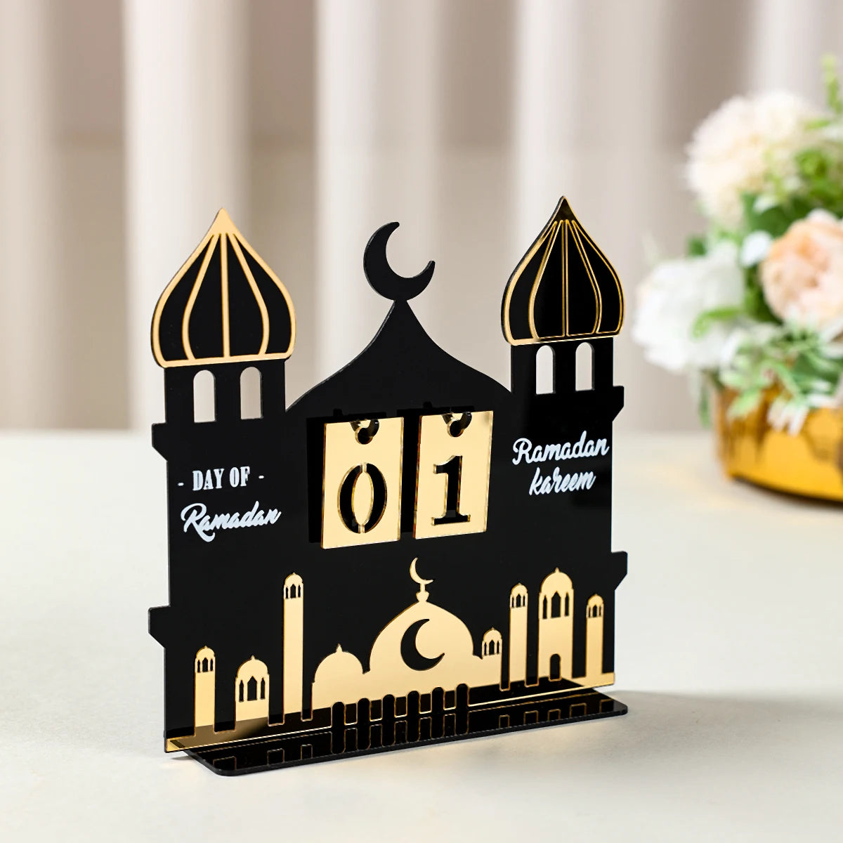 Calendrier de l'Avent Ramadan en Acrylique Ornements Cadeaux Aïd Moubarak Décoration Ramadan Pour la Maison 2025 Fournitures de Fête Musulmane Islam Kareem