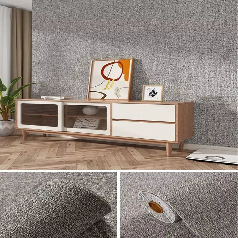 2.8/10m 3D Thicken self-adhesive wallpaper linen plain Diatom Mud wall stickers color decor renovation anti-collision Home Decor