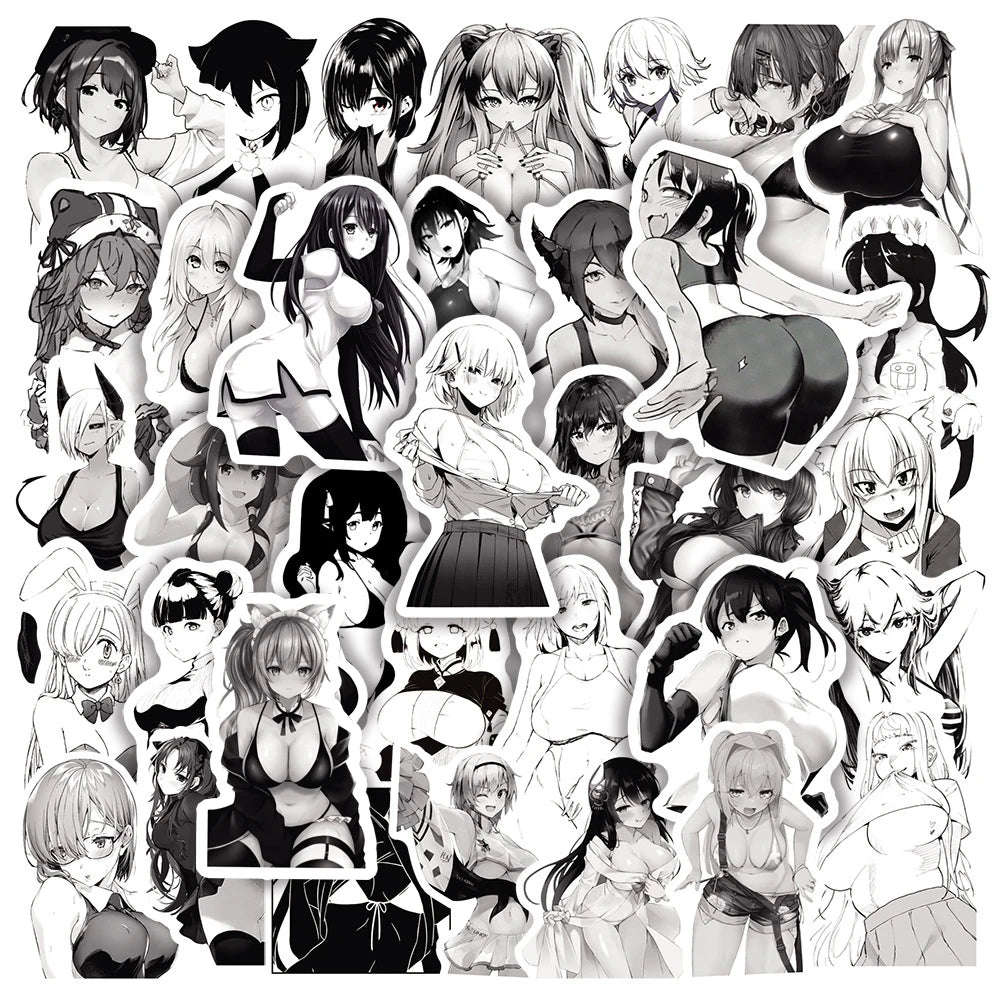 10/30/50/100pcs Anime Sexy Hentai Chica Waifu Pegatinas Monopatín Portátil Teléfono Computadora Bicicleta Coche Guitarra Calcomanía Impermeable Genial