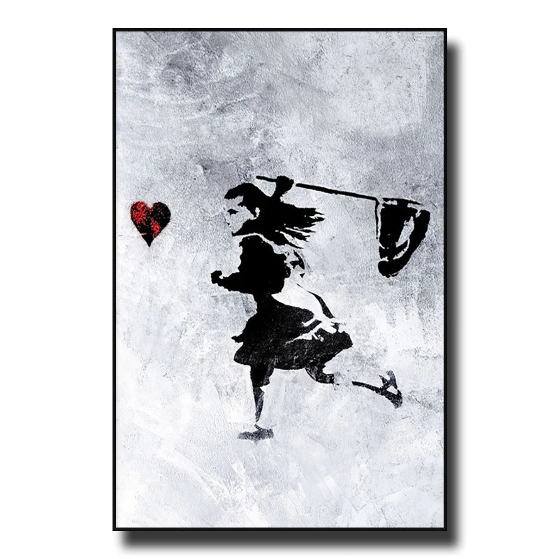 Banksy Street Graffiti Decorative Canvas Painting Girl with Balloon Art Poster Abstract Figure Mural Room Wall Decoration Prints
