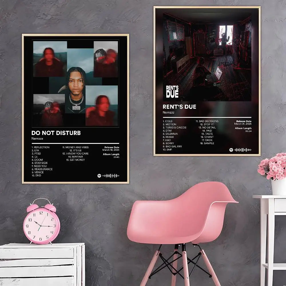 Nemzzz Affiche de rappeur - Art HD Autocollant mural imperméable pour maison, salon, bar, décoration