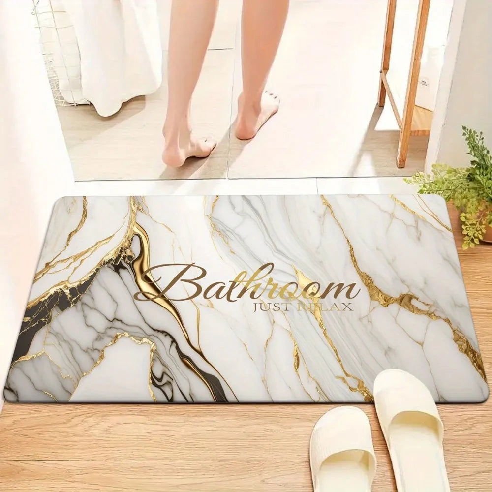 Alfombrilla de baño con diseño de mármol de arena dorada Vikama, alfombrilla de baño antideslizante para baños, duchas y felpudos de cocina